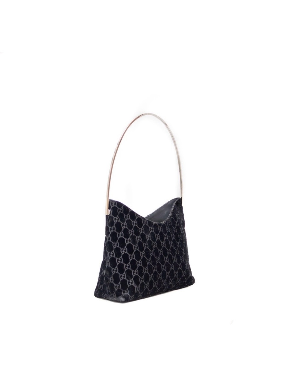 Rare Vintage Gucci Tom Ford 1997 Black Velvet GG Monogram Runway Shoulder Bag - Picture 4 of 11